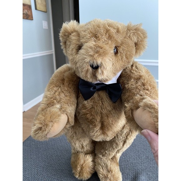 Vintage Vermont Teddy 15” Bear Black Tie Jointed Limbs Stuffed Toy - Picture 5 of 10